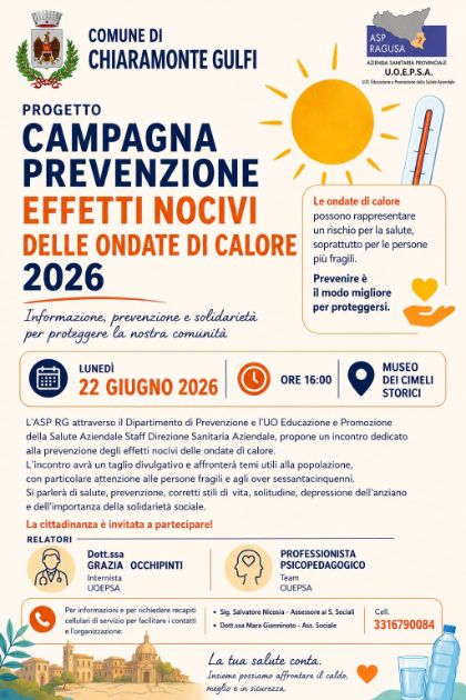Campagna Prevenzione effetti nocivi delle ondate di calore