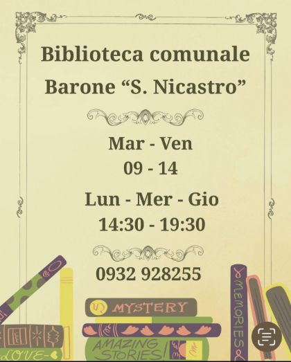 Biblioteca Comunale Barone “S. Nicastro” -Via Vittorio Emanuele n° 3