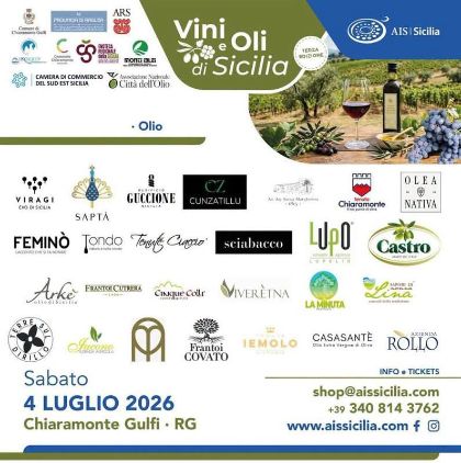 Vini e Oli di Sicilia 2026 – Masterclass Olio – Vino – Banchi d’assaggio